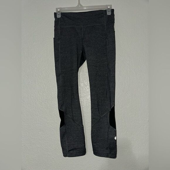 lululemon pace rival high rise crop 22” size 4 Heathered Black loungewear‎ - Picture 1 of 8
